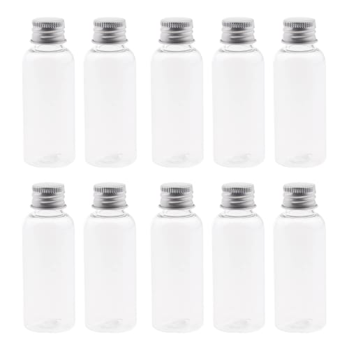Coollooda Small Bottles, Mini Bottles, Small Storage Containers, 50ml, Set of 10, Spice Bottles, Seasoning Bottles, Glass Bottles, PET Plastic Bottles