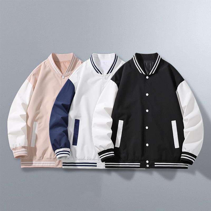 Frühlings- und Herbst-Amerikanische Baseballjacke für Herren und Damen, Schwarz-Weiß gespleißt, Sport-Hongkong-Stil-Jacke