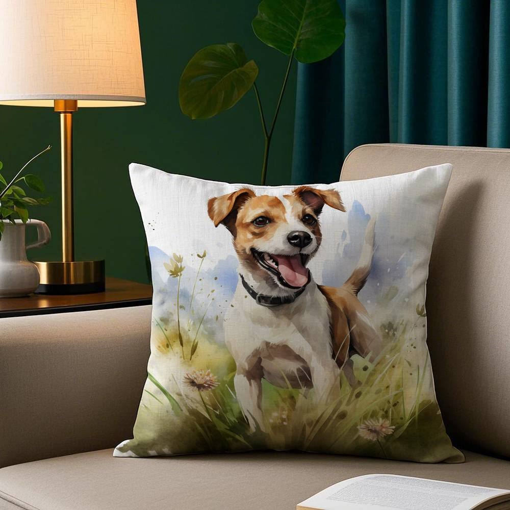 Cute Watercolor Pet Dog Pillow Case Short Plush Print Cushion Cover Square Throw Pillow Covers Sofa Home Decor