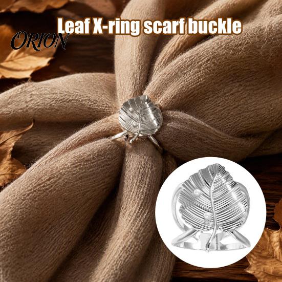 Alloy Scarf Buckle for Coats Leaf Silk Ring And Slides Women, Metal T-shirt Daily Commuting Accessory Ties Clip with Faux Pearls Embellishment Shawl,