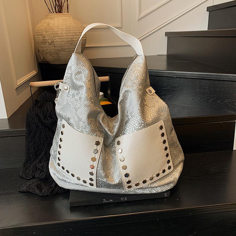 

Вместительная сумка подмышку женская новая модная сумка-портфель модная на плечо сумка-мессенджер серебряный