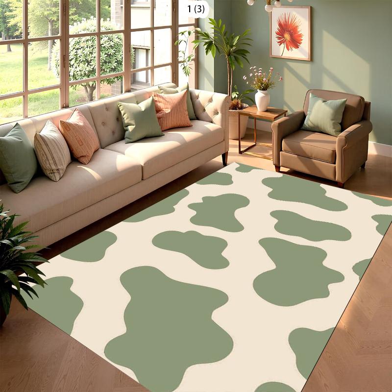 Green Clover Pink Hearts Soft Modern Living Room Area Rug Non Slip Carpet for Home Decor Natural Pattern Fluffy Floor Mat