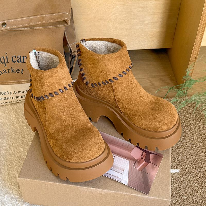 Women's Plus Size Thickened Autumn and Winter Warm Anti-cold Snow Boots Padded Lined Ankle Boots Non-slip Hiking Cushioned Sports Cotton Boots