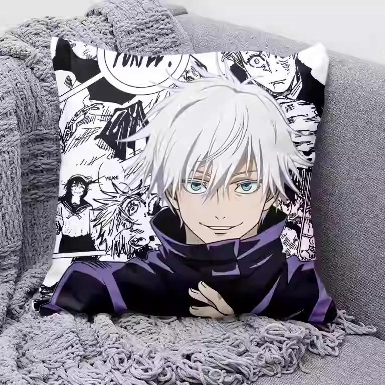 1Pc Anime Jujutsu Kaisen Pillow Cover, Polyester 2D Double-Sided Printed Cushion Case, Manga Character Throw Pillow, Home Decor,