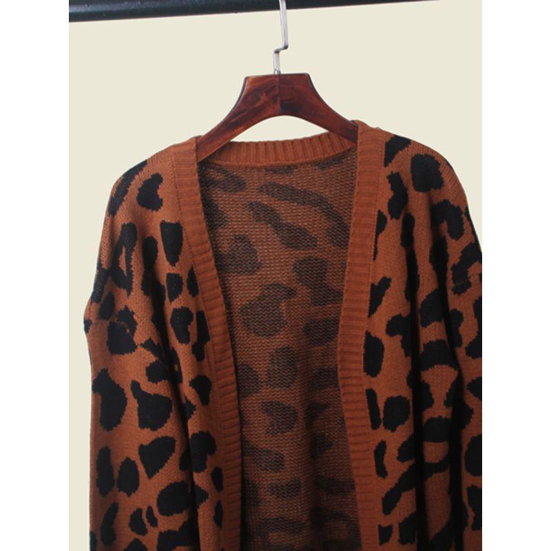 Maillard Wear Leopard-Print Sweater Autumn and Winter Outerwear Idle Style Knitting Women's Overcoat