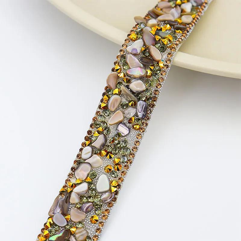 1yard/roll Self-Adhesive Rhinestone Trim Tape 2cm Wide Colorful Crystal Decor for Bridal Dress/Phone DIY Craft Sewing Accessory