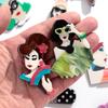 New Fashion Lady Acrylic Brooches for Women Cute Cartoon Glasses Girl Figure Badge Pins Casual Jewelry Clothes Accessories Gift