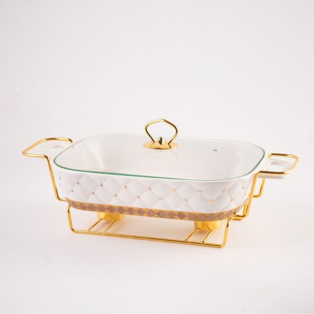 Dry Soup Pot Creative Pot Light Luxury Style Golden Point Ceramic Soup Pot Household Large Capacity Golden Baking Pan 11 inch белый