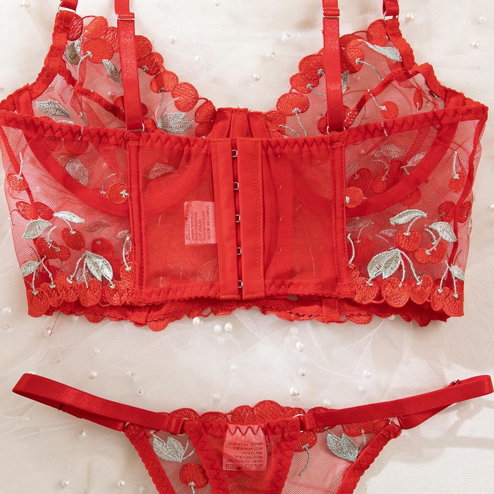 Sexy Embroidered Sheer Lingerie Set: Comfortable, Hot-Selling Two-Piece