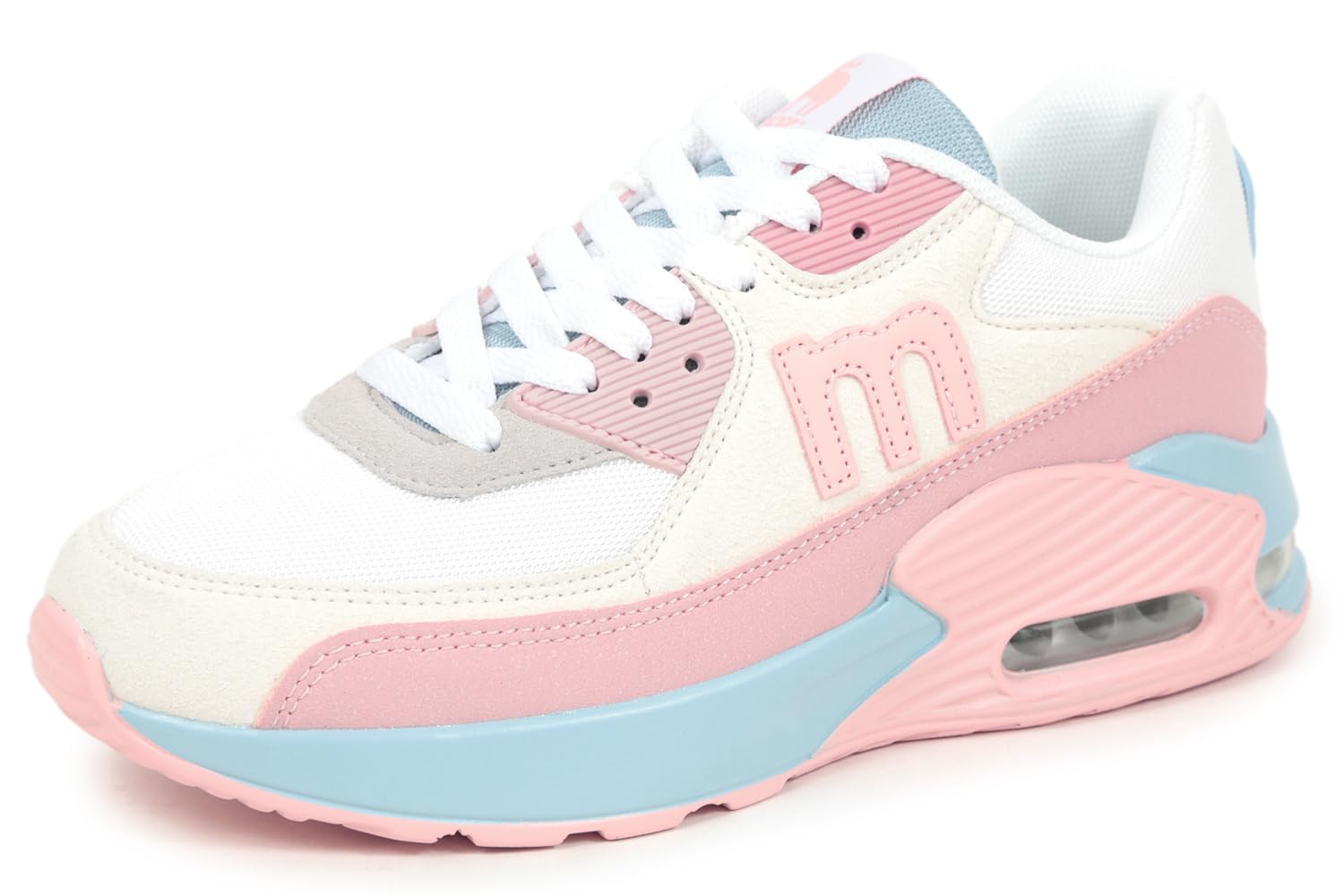 

Sneakers Air Cushion Sole Athletic Shoes Sports 24cm [Mozu] Lace-up Women s White/Pink