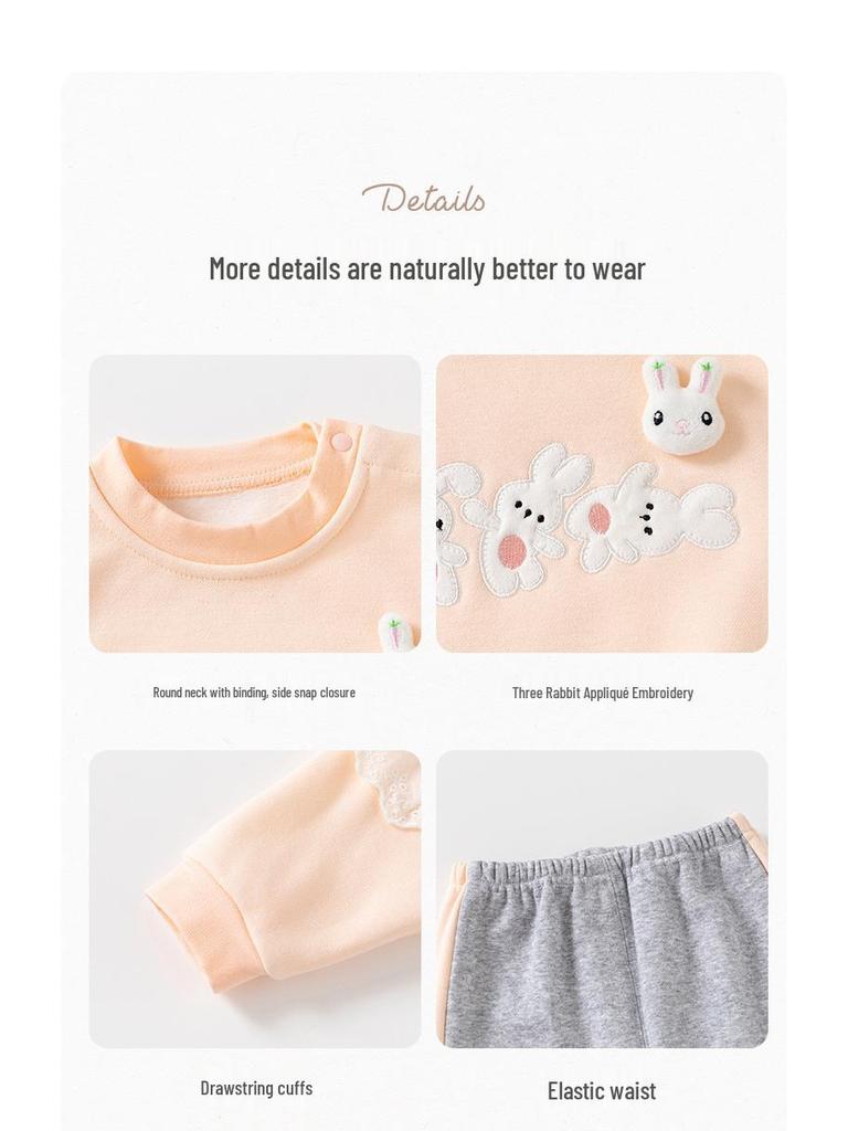 Mädchen Herbst/Winter Plus Samt Sweatshirt Set - Niedliches & Modisches 2-teiliges Outfit für Outdoor-Bekleidung