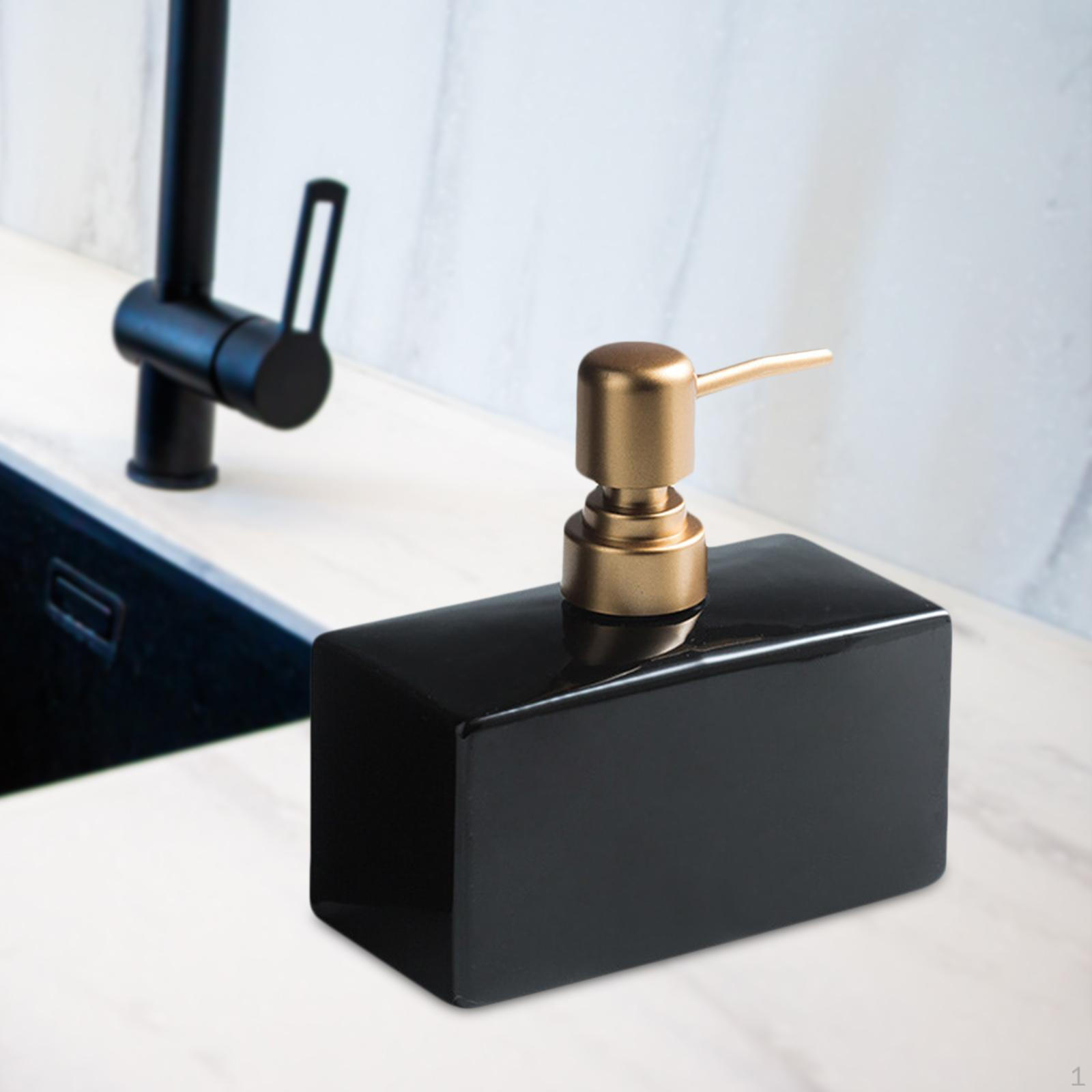 

400 мл Керамічна пляшка з насосом для рідкого мила для рук, яку можна багаторазово наповнювати для кухні та ванної кімнати чорний