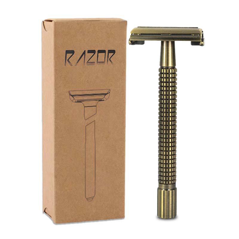 Classic Brass Double-Sided Safety Razor with Twist-Off Head