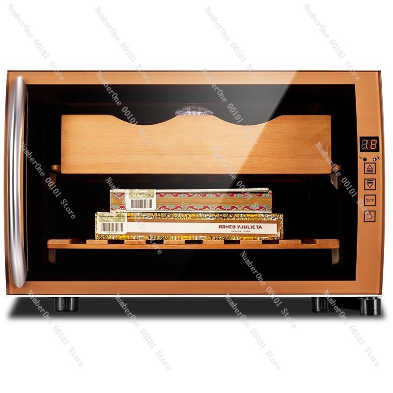 Cedar Wood Mini Cigar Cabinet, Household Small Built-In Alcohol Curing Cabinet, Moisturizing Cigar Storage for Humidity Control