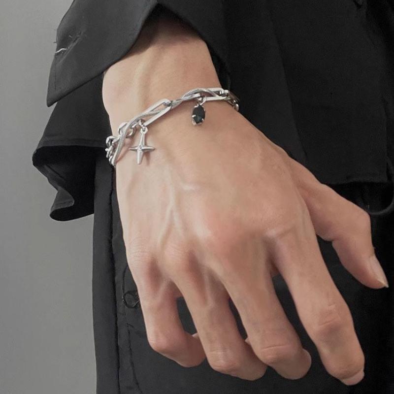 

Простые браслеты из змеиной цепочки, мужские, из нержавеющей стали, с звеньями в виде скрепок, браслеты с подвеской-крестом, регулируемые украшения