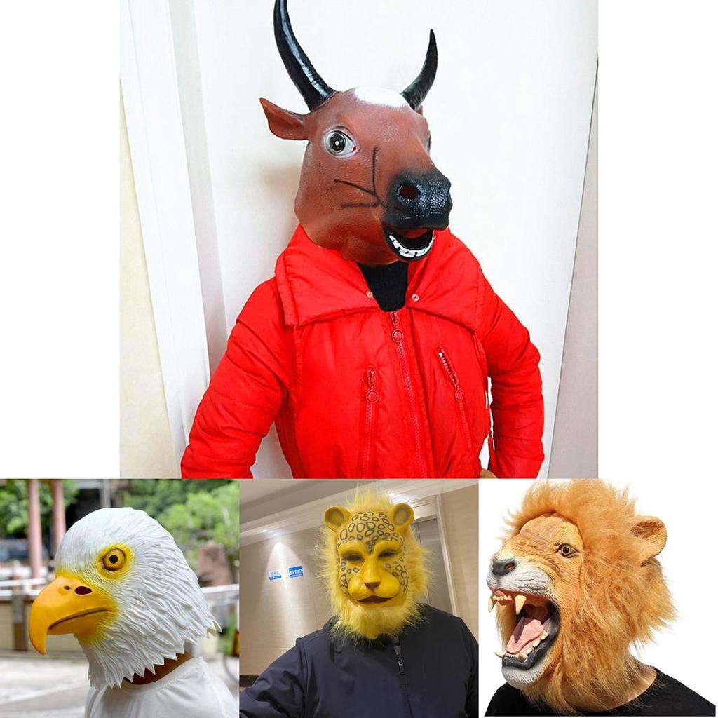 Lustige Tierkopfbedeckung für Halloween Cosplay Latexmaterial Verschiedene Designs Perfekt zum Verkleiden Lustige Requisiten Charaktere)