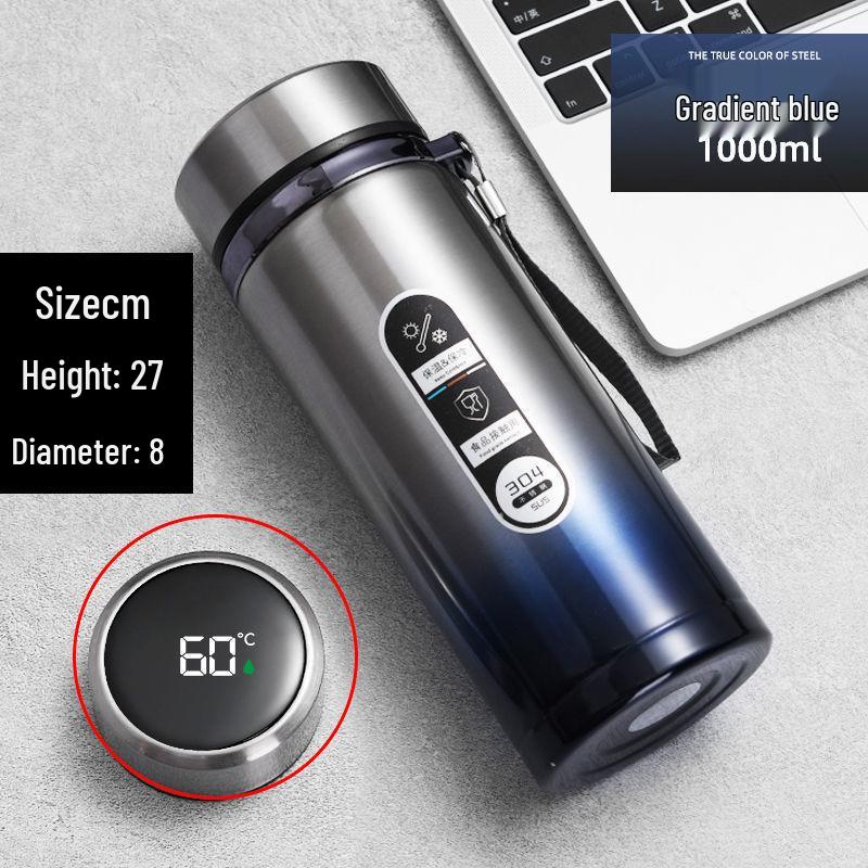 304 Stainless Steel Large-Capacity Insulated Water Cup with Smart Temperature Display and Handle