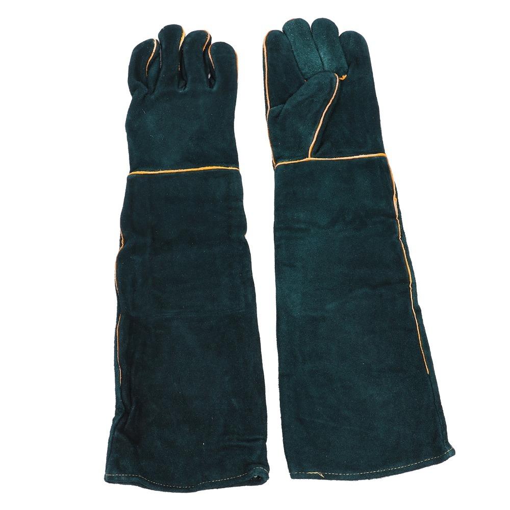 60Cm Length Pet Bite Tough Glove Extended Cuff Thick Cowhide Anti Scratch Glove Tear Proof Sturdy Texture