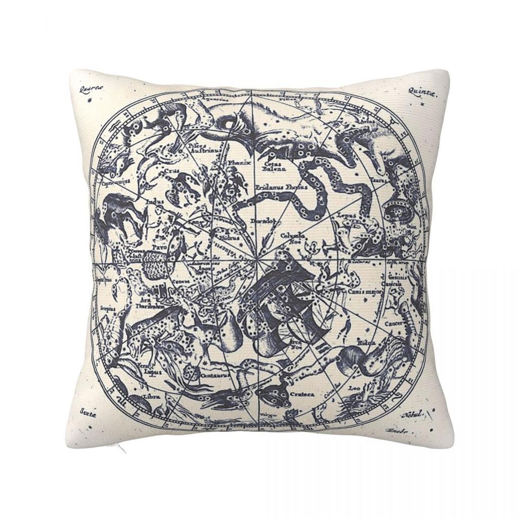 Zodiac Star Sign Constellation Map Ink On Paper Square Pillowcase Pillow Cover Cushion Comfort Throw Pillow for Home Living Room