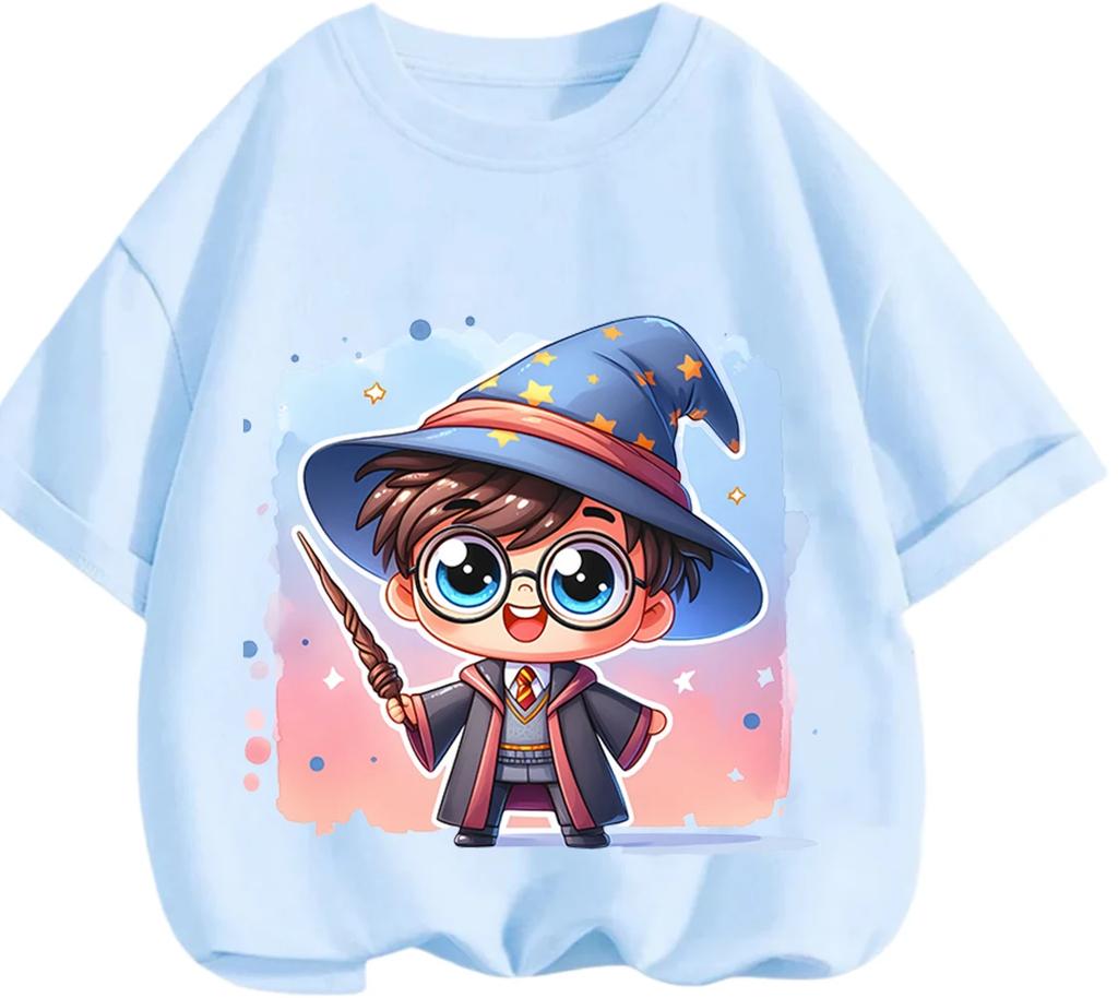 Summer Casual Crew Neck T Shirt Cute Cartoon Harry Potter Print Fashion Street Leisure Tops Kids Boys Girls 3 14 Years