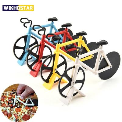 Fahrrad Pizza Cutter Rad Edelstahl Fahrrad Pizza Messer Slicer Antihaft Dual Schneiden Räder Pizza Cutter Küche Gadgets