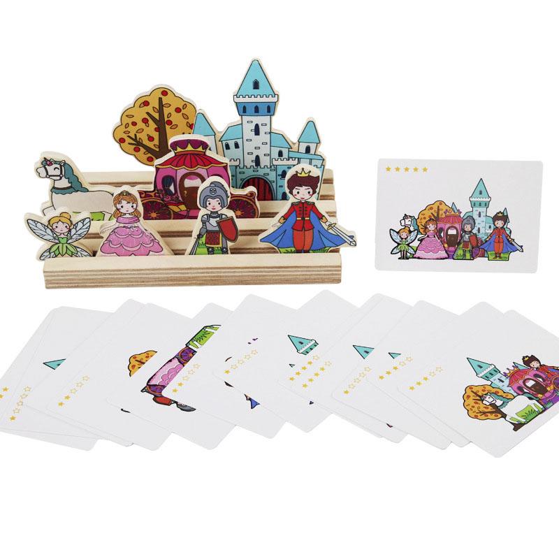 Wooden Montessori Kids Logical Thinking Game Shape Matching Toys 3D Puzzle Space Imagination Training Board Educational Toys