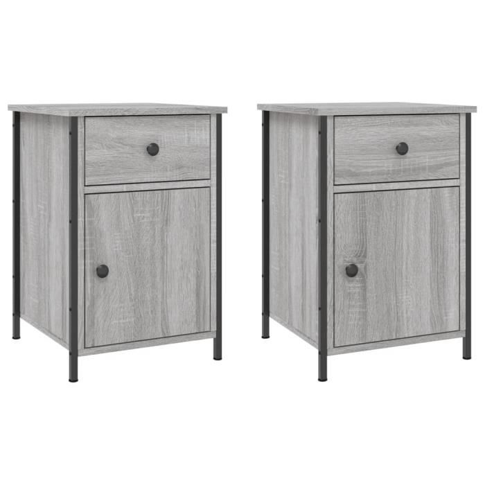 VidaXL Tables de chevet 2 pcs sonoma gris 40x42x60cm bois d'ingénierie 825910