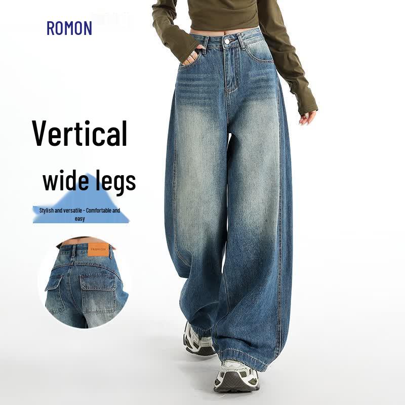 Luomeng Women's High-Waist Wide-Leg Jeans