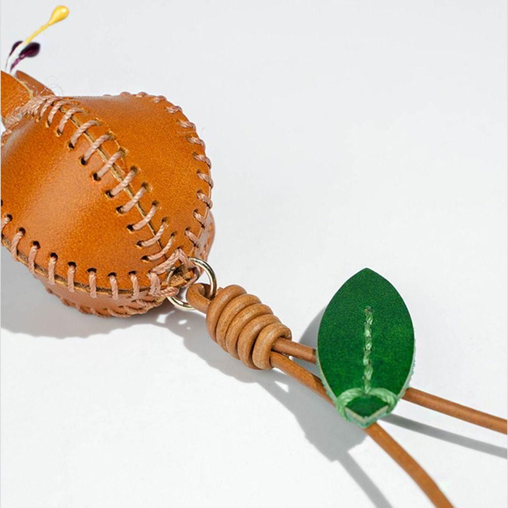 Handmade Pomegranate Fruit Pendant Car Keyring Bag Pendant Cute Leather Keychain  Men