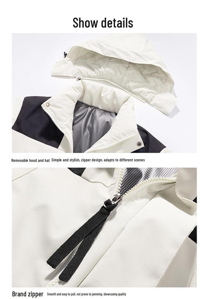 Unisex Warm Windproof Waterproof Cotton Coat with Detachable Hood - Outdoor Sports Jacket