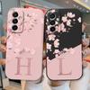 Initial Letter A Z Case For Samsung Galaxy M23 F23 5G Cover Pink Flowers Soft Silicone Back Funda For Samsung M 23 Coque Bumper