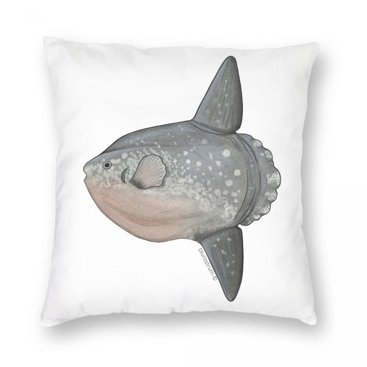 Ocean Sunfish Mola Mola Square Pillowcase Polyester Linen Velvet Pattern Zip Decorative Room Cushion Cover Peach skin 18*18(CM)-1Pcs