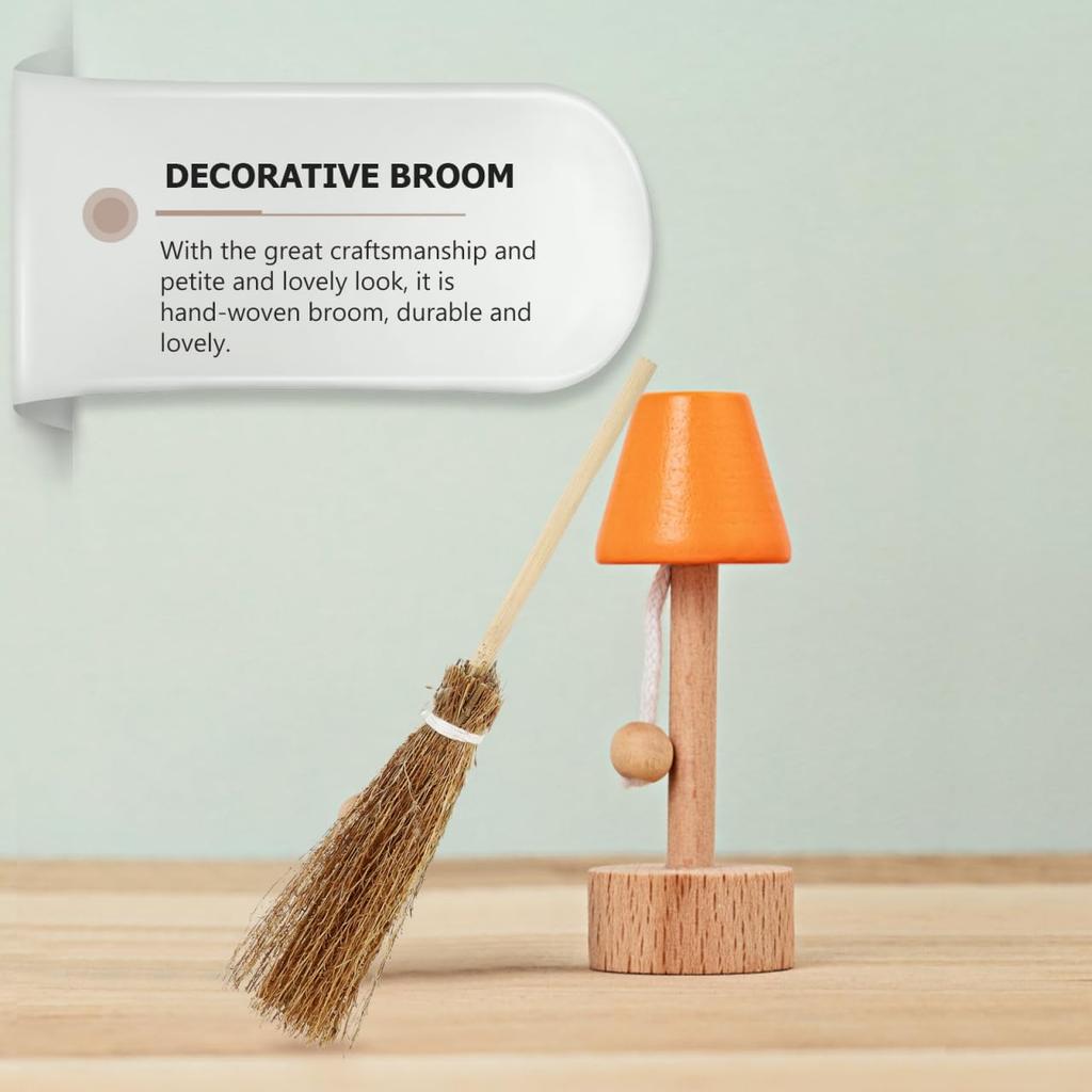Iplusmile Mini Handwoven Brooms, Miniature Brooms, Resin Props for Halloween and Dollhouses, Set of 5
