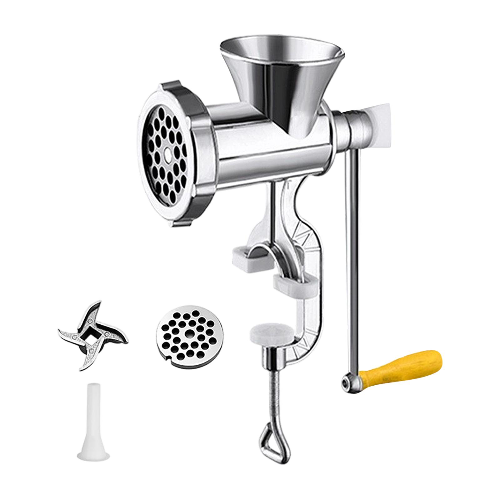 Manual Meat Grinder Hand Crank Sausage Stuffer Food Mincer Grinder with Stainless Steel Body and Multiple Attachments for Home Kitchen Use One Size