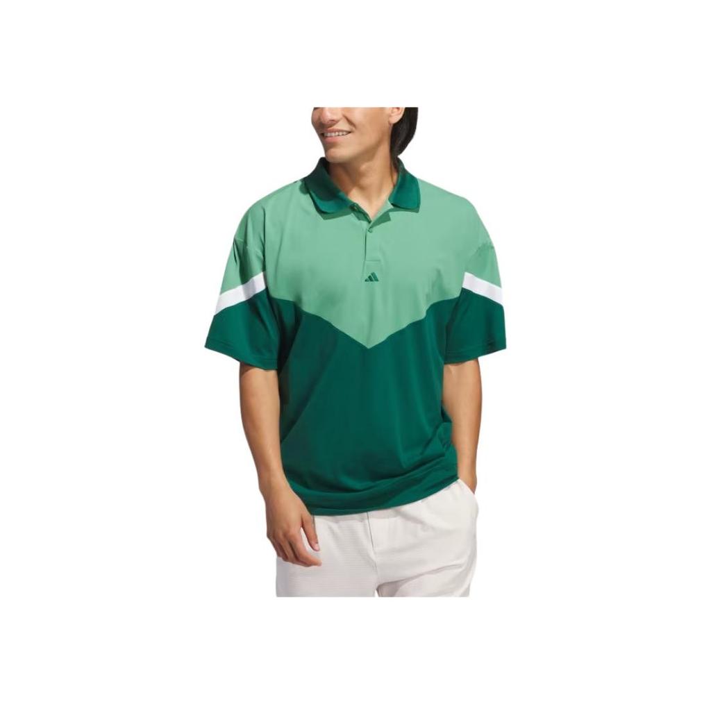 Adidas Ultimate 365 Sport Polo Shirt Loose Color Block Casual Short Sleeve Polo Men Tops Green University-Green IW1426