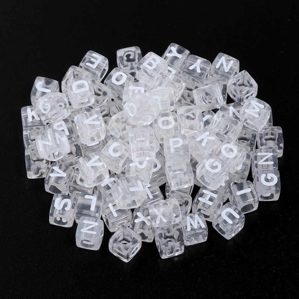 100pcs Square Acrylic Letter Beads Mixed Alphabet Loose Spacer Beads For Jewelry Making DIY Charms Necklace Bracelet Accessories