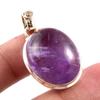 Natural Amethyst Gemstone 925 Sterling Silver Jewelry Two Tone Pendant 1.4" c8f09