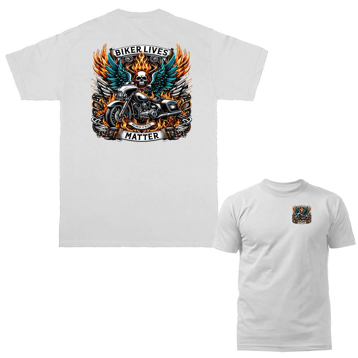Biker Lives Matter Skull Motorcycle Flaming Wings T-shirt S разноцветный