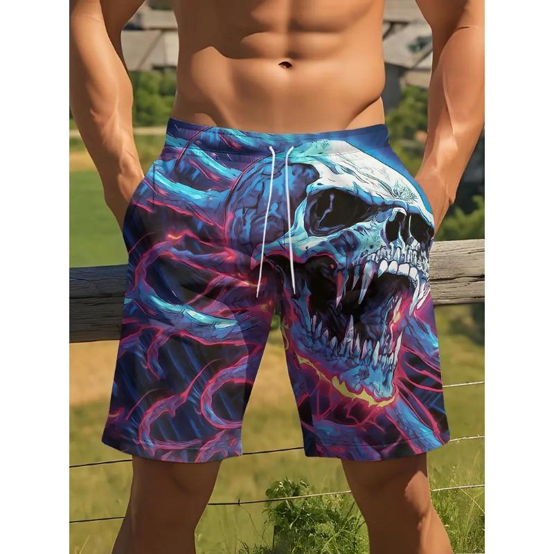 Men's Shorts Swimming Trunks Quick-drying 3D Print Horror Skull Graphic Beach Shorts Outdoor Harajuku Y2k Unisex Pop Swimwear