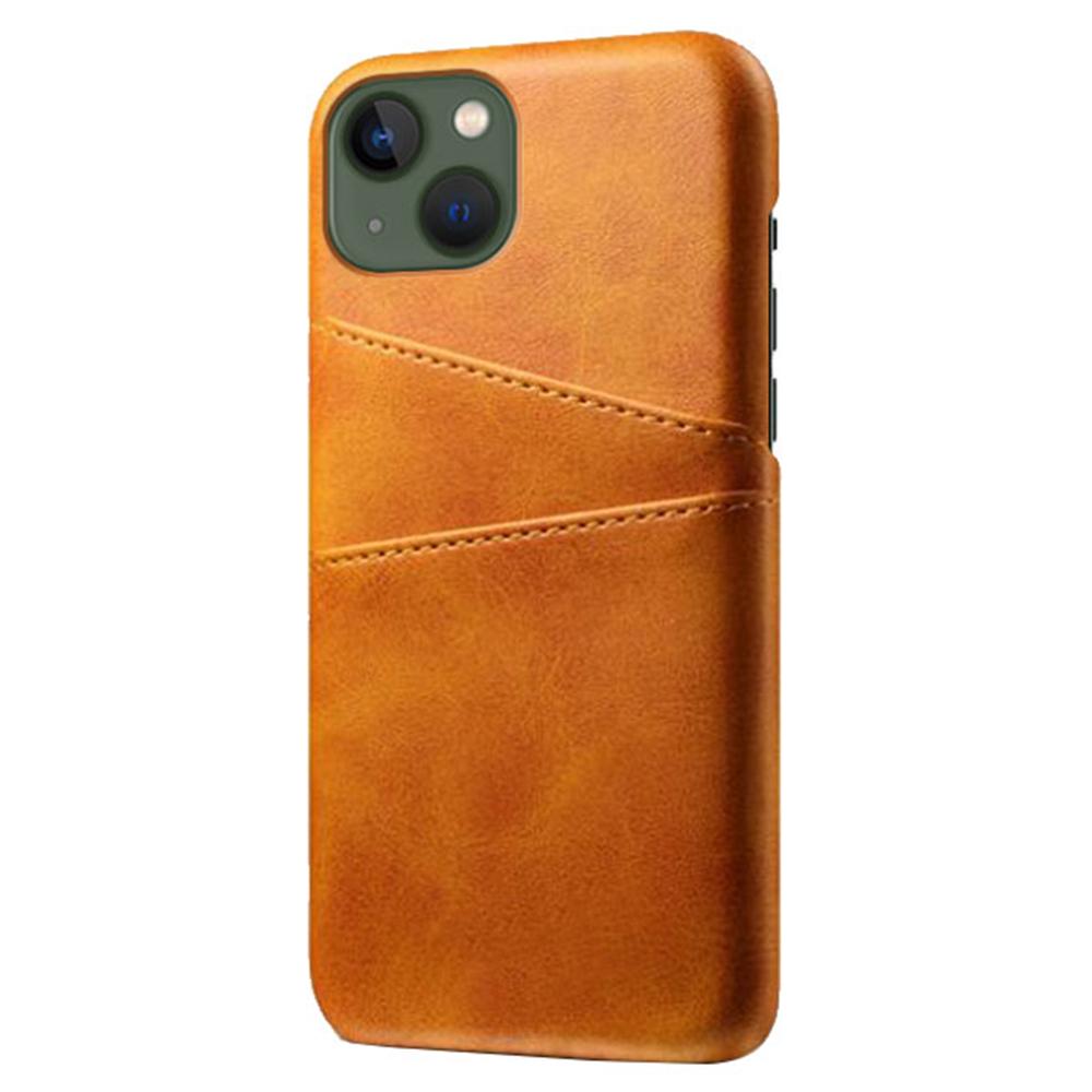 

Dual Card Slots Phone Cover for iPhone 15,PU Leather Coated PC Protective Back Case Orange