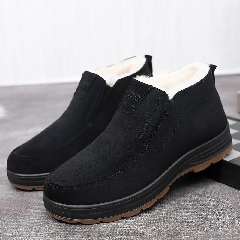 

Зимние теплые ботинки для снега для мужчин, водонепроницаемые, нескользящие, короткие ботинки с подкладкой из искусственного меха, удобные мужские рабочие кроссовки, прогулочные мокасины 43