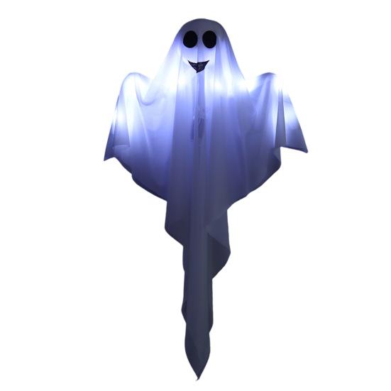 Halloween Hanging Ghost Decoration Glowing White Ghost with String Light Indoor Outdoor Ghost Light Prop for Party Yard Haunted House Display