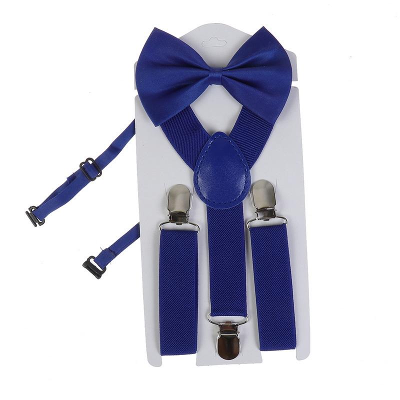 Kids Braces Bow Tie Set, 2.5cm Elastic Adjustable 60cm Y-Back Clip-on Suspenders, Formal Classic Pre-Tied Bowties for 1-9 Years Olds Boys Girls