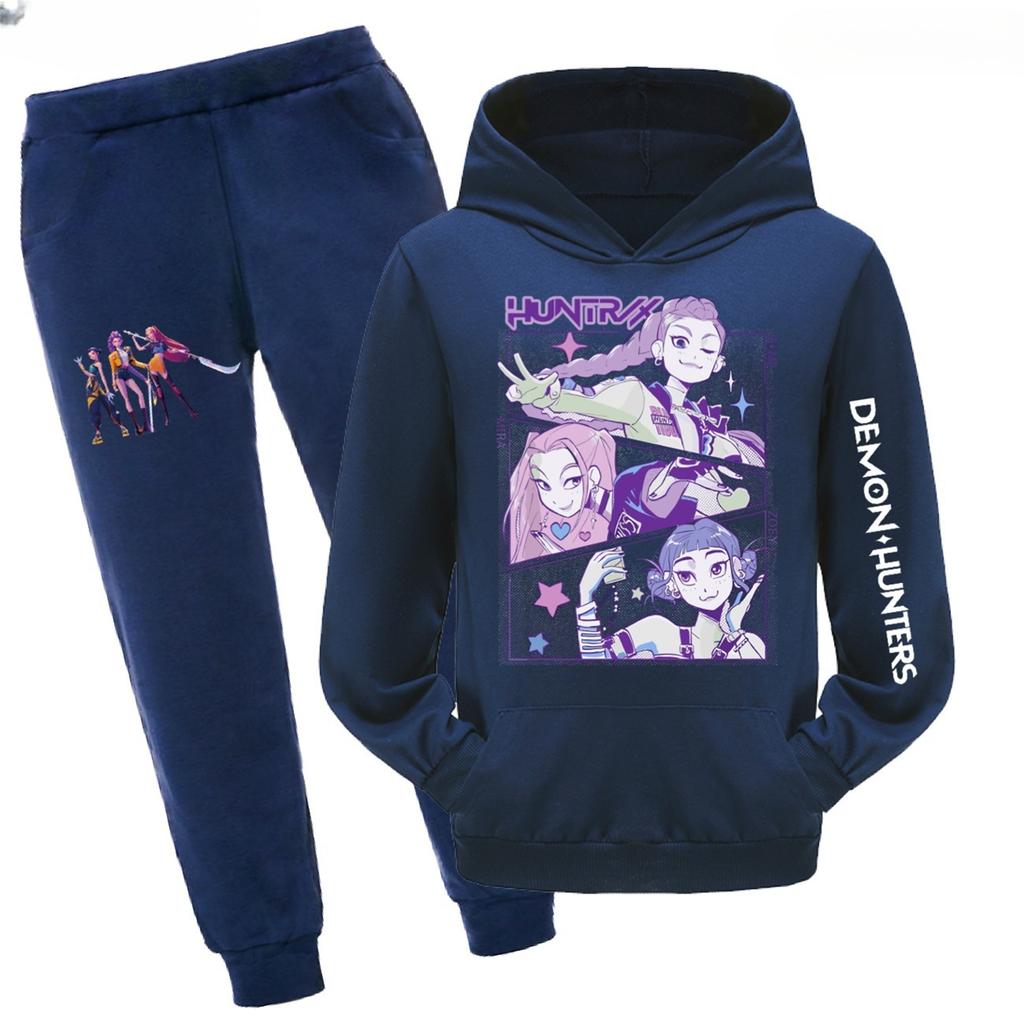 Todelig treningsdresssett for barn med hettegenser og bukser Langermet trykket gensersett