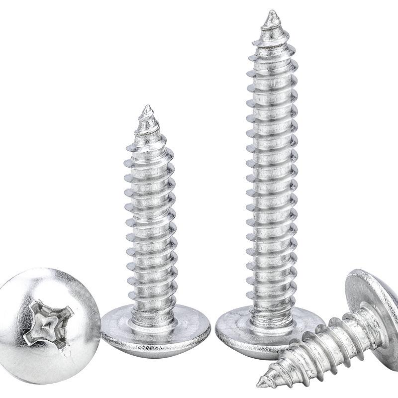 304 Stainless Steel Large Flat Head Cross Slot Self-Tapping Screws - Custom Umbrella/Mushroom Head Zigong Screws