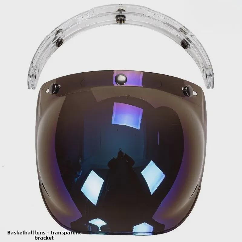 Japanese Three-Button Bubble Lens Motorcycle Helmet