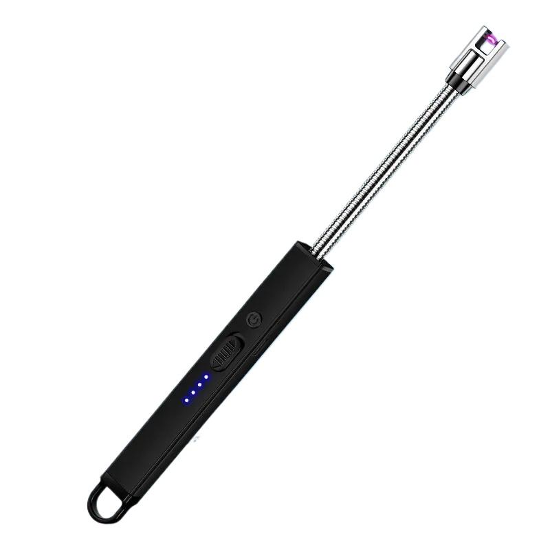 Furtun 720° Rezistent la vânt Aprinzător electronic cu impulsuri Blocare de siguranță Afișaj baterie Bucătărie de camping în aer liber Brichete electrice cu încărcare USB