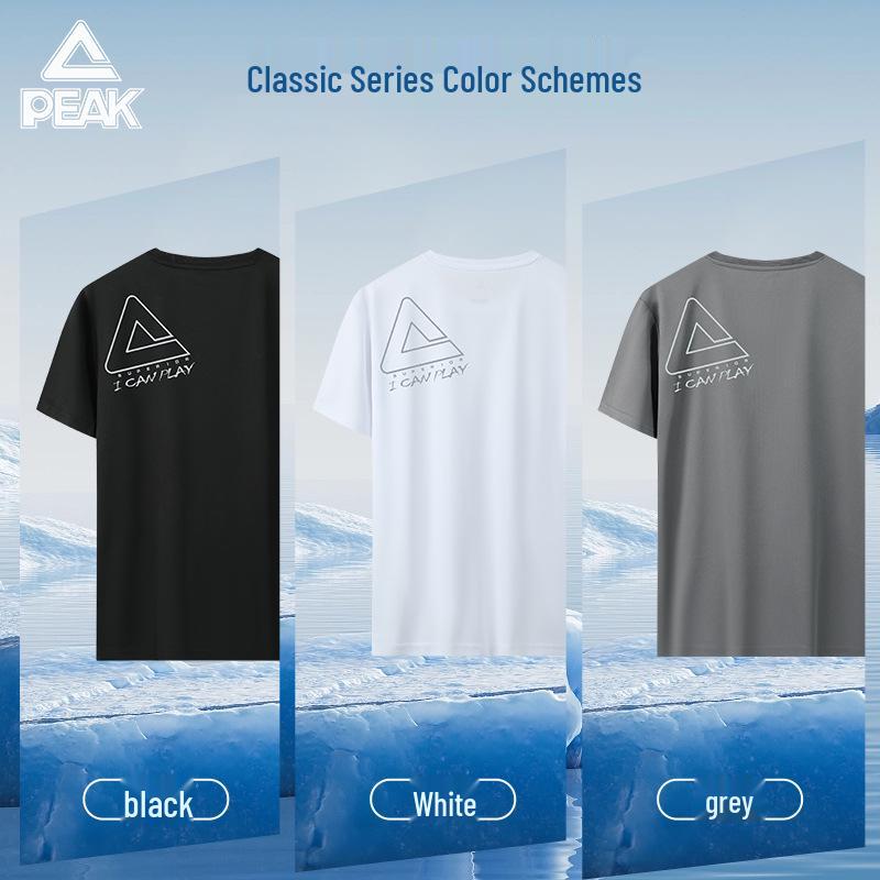 PEAK Men's Quick-Dry Short Sleeve Summer Sports T-Shirt - Comfortable & Loose for Casual Running & Fitness