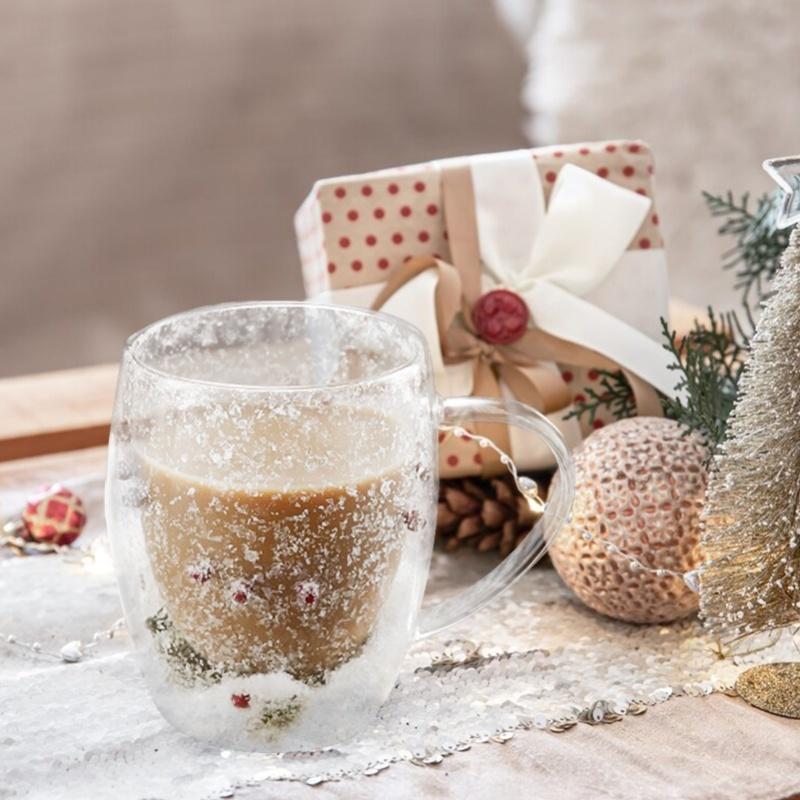Christmas milk coffee star  cup double-layer insulated high boron glass Christmas cup