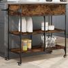 VidaXL Kitchen Trolley, Shelf with Wheels, Service Cart, Indoor Living Room Bathroom Storage Furniture, Oak 842378